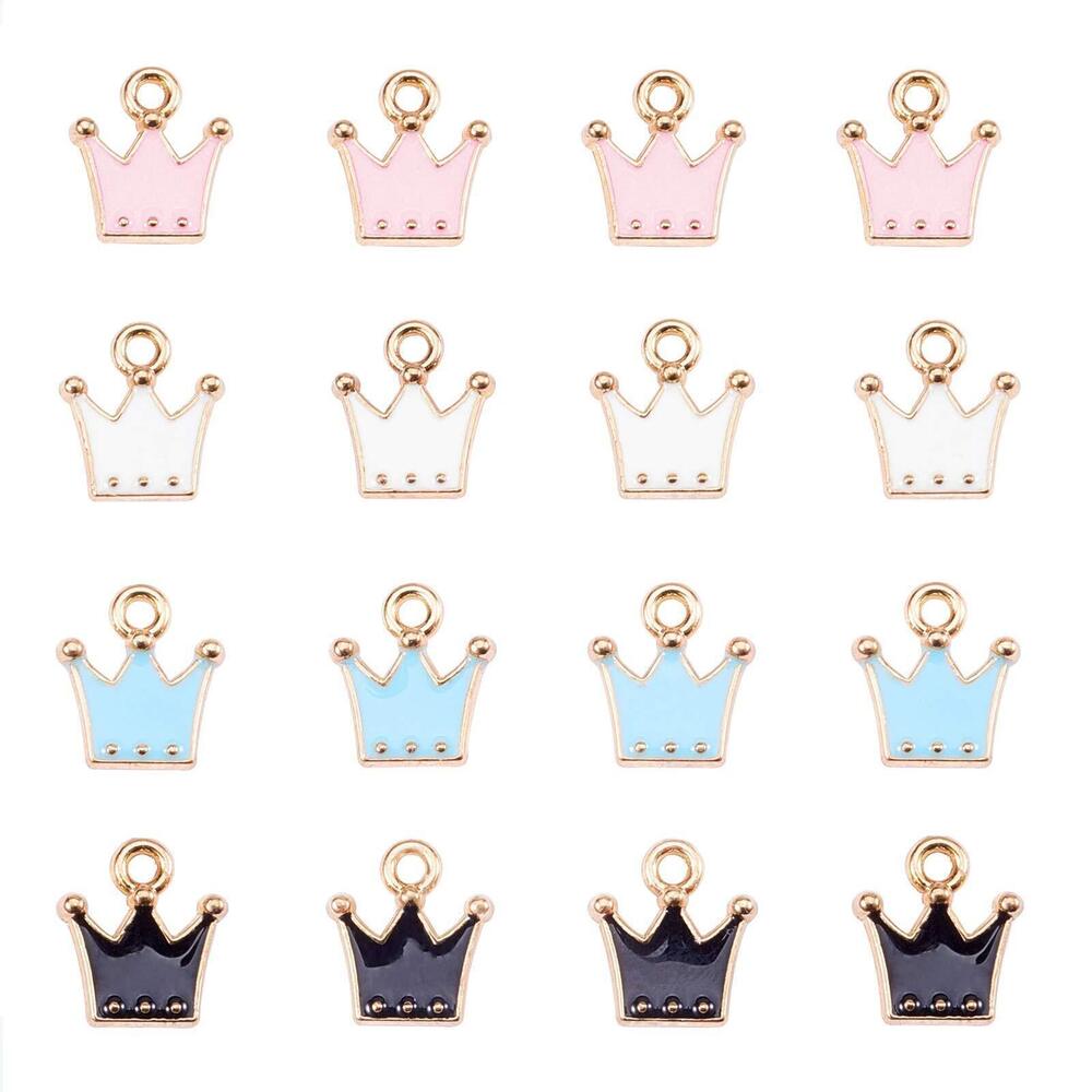 9657 80pcs Enamel Crown Charms for DIY Necklaces Bracelets Jewelry Making